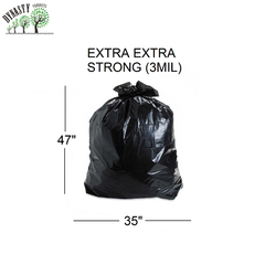 Black Garbage Bags 35" x 47", Extra Extra Strong