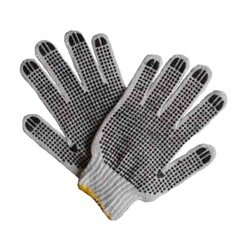 Mark's Choice  - Cotton Gloves W/ PVC Dots Heavy Duty - Grey - Medium，White