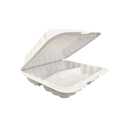 Ecopax - MFPP Take-Out Container - 9.125" x 8.81" x 3", 3-Comp, White - PP993