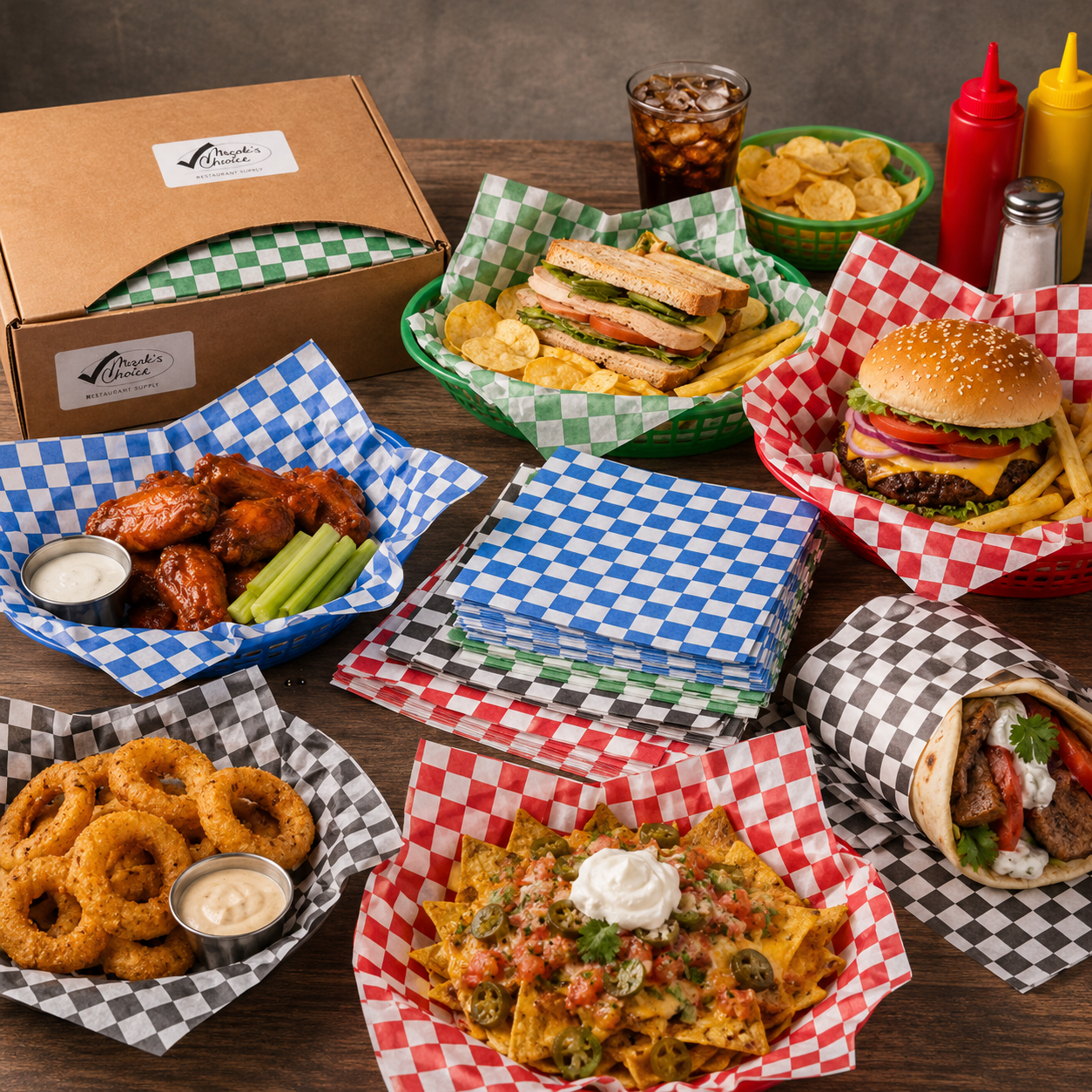 Checkered food packaging & container
