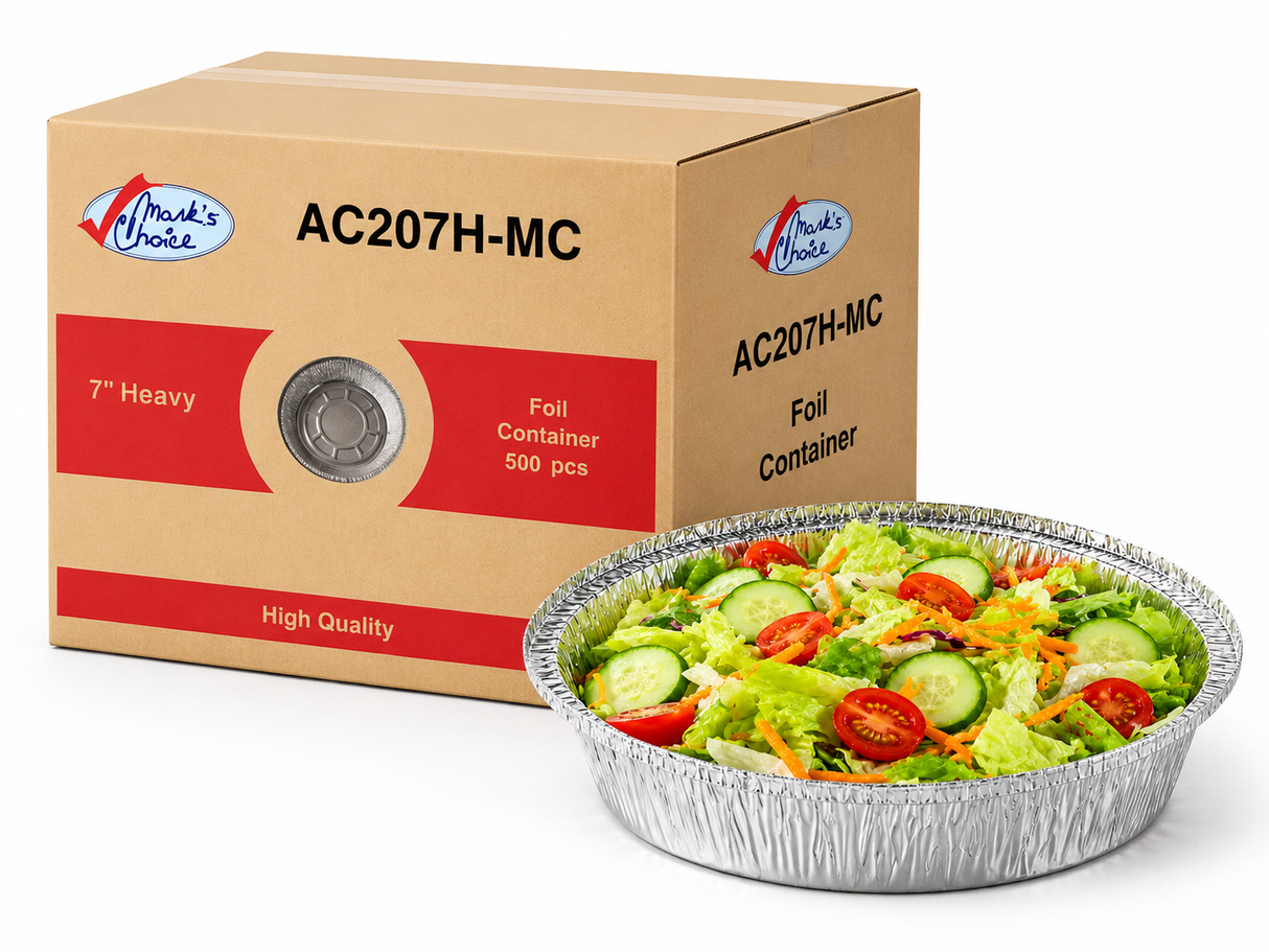 7" Round Foil Take-Out Containers - Heavy Duty