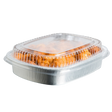 16 oz Rectangular Silver SmoothWall Foil Container with Clear Lid