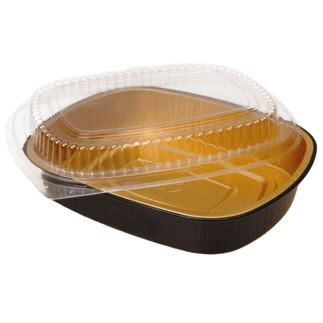 SmoothWall Foil Container - Black/Gold/Clear Lid - AC616-MC - 100 sets