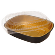 16 oz Rectangular Black Gold SmoothWall Foil Container with Clear Lid