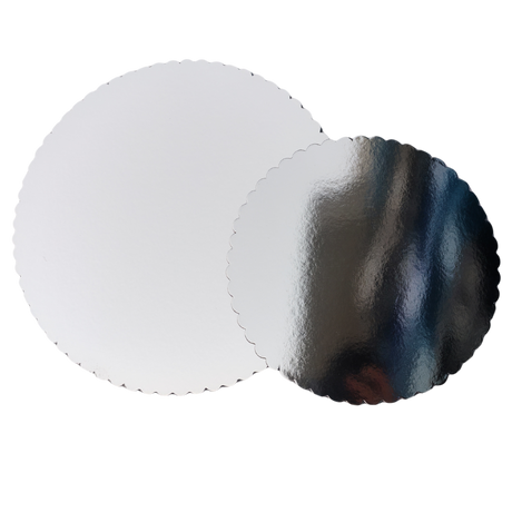 8" Round Silver Cake Board - Laminated Solid Pressboard