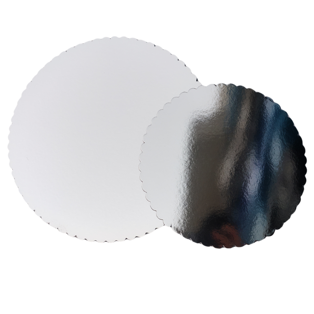 8" Round Silver Cake Board - Laminated Solid Pressboard