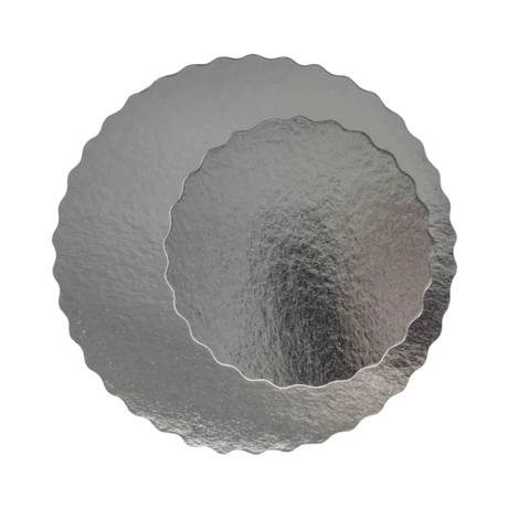 8" Round Silver Cake Board - Laminated Solid Pressboard