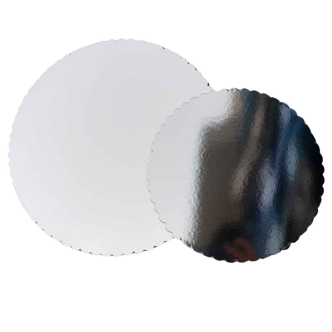 10" Round Silver Cake Board - Laminated Solid Pressboard