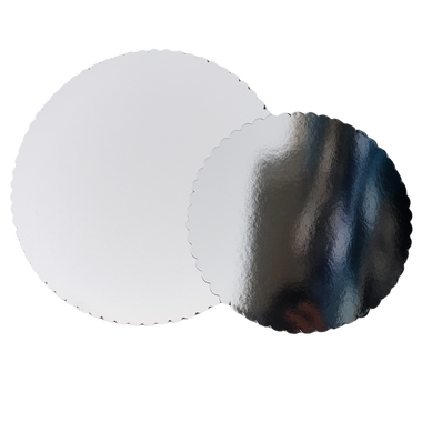 14" Round Silver Cake Board - Laminated Solid Pressboard