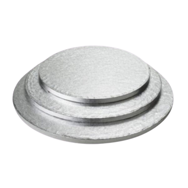 12" Round Silver Cake Board - Foil Wrapped Corrugated Board