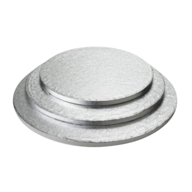 Cake-Board-(12"-Round-Silver-Embossed)-12"-x-1/2"---Enjay