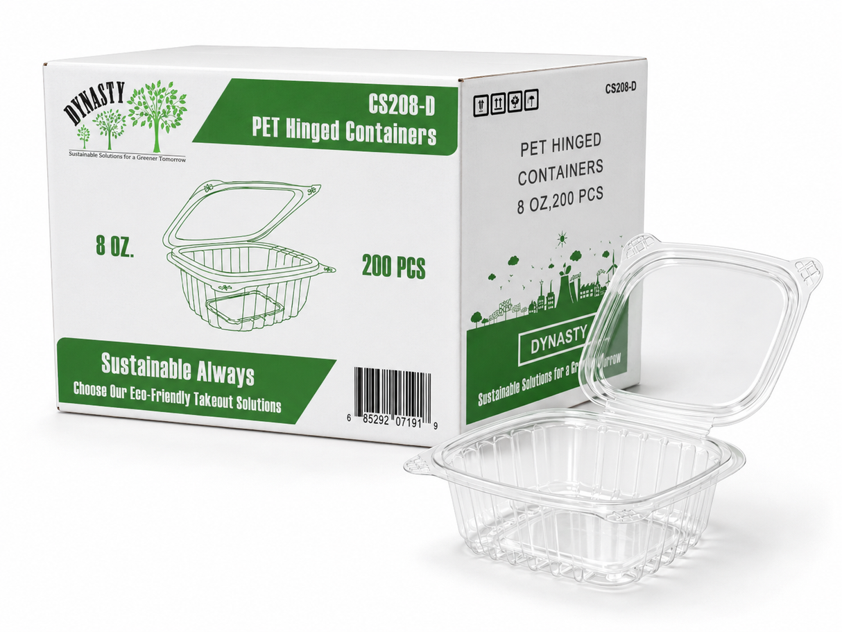Clear 8 oz Hinged Deli Container