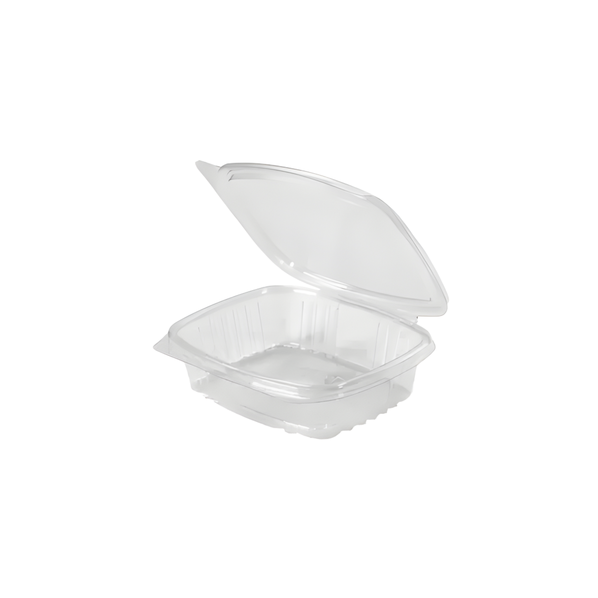 Clear 8 oz Hinged Deli Container with Flat Lid
