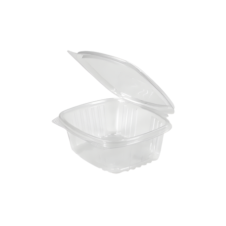 Clear 12 oz Hinged Deli Container with Flat Lid