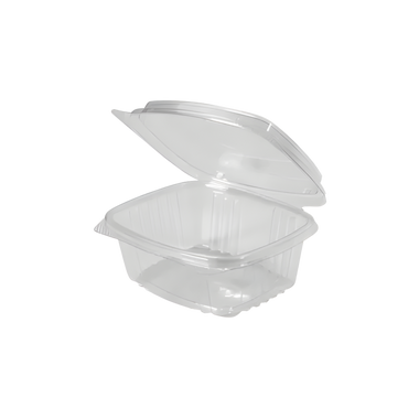 Clear 12 oz Hinged Deli Container with High Dome Lid