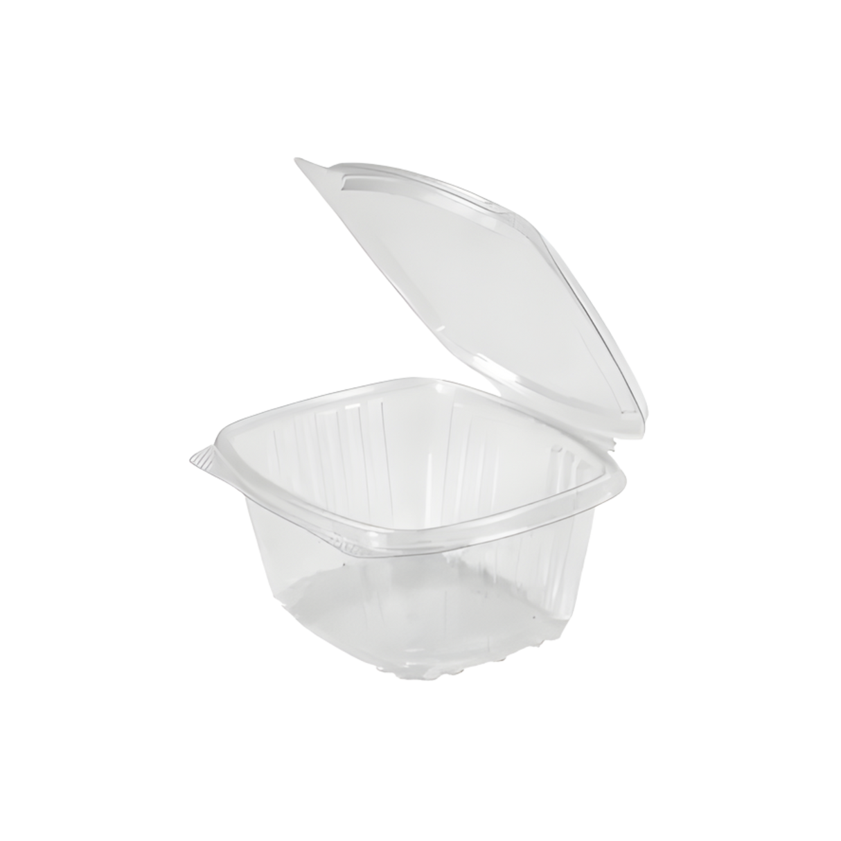 Clear 16 oz Hinged Deli Container with Flat Lid