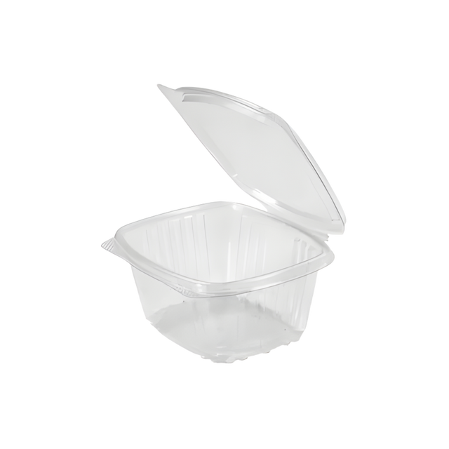 Clear 16 oz Hinged Deli Container with Flat Lid