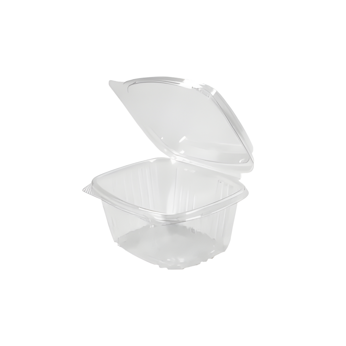 Clear 16 oz Hinged Deli Container with High Dome Lid