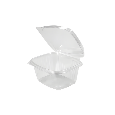 Clear 16 oz Hinged Deli Container with High Dome Lid