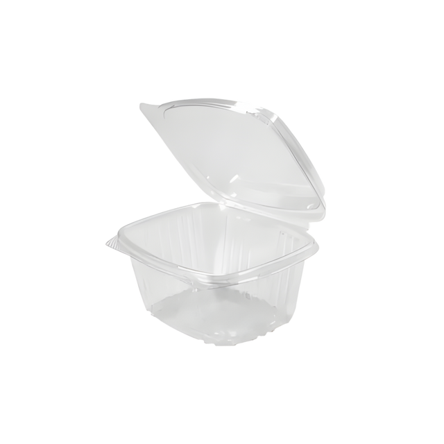 Clear 16 oz Hinged Deli Container with High Dome Lid