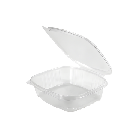 Clear 24 oz Hinged Deli Container with Flat Lid