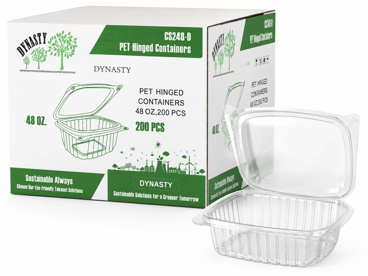 Clear 48 oz Hinged Deli Container