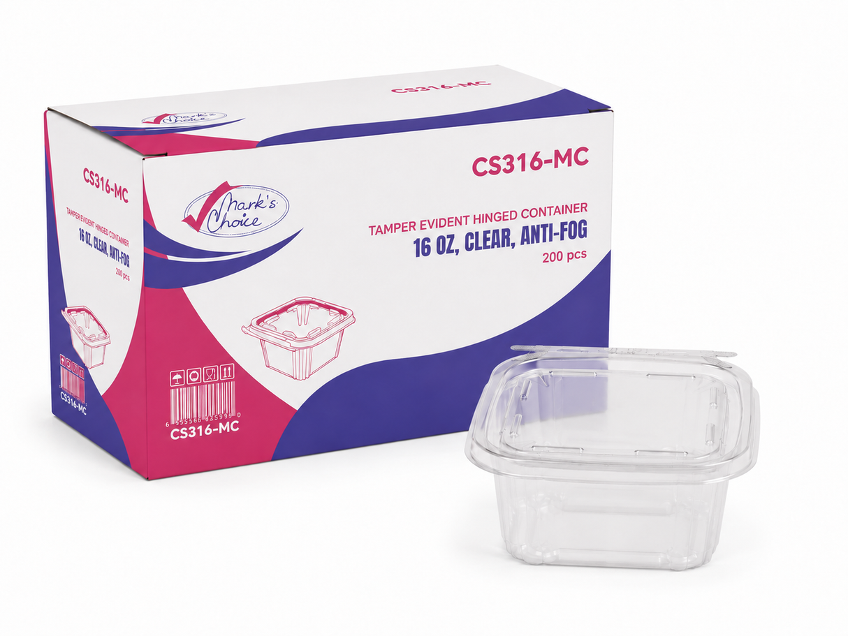 16 oz Tamper evident Hinged Deli Container