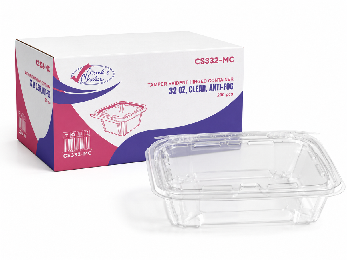 32 oz Tamper evident Hinged Deli Container