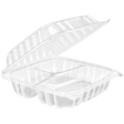 8" Clamshell Container with Hinged Lid - 3-comp.
