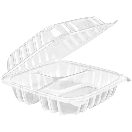 8" Clamshell Container with Hinged Lid - 3-comp.