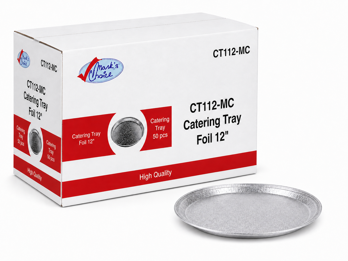 12" Round Embossed Foil Catering Tray
