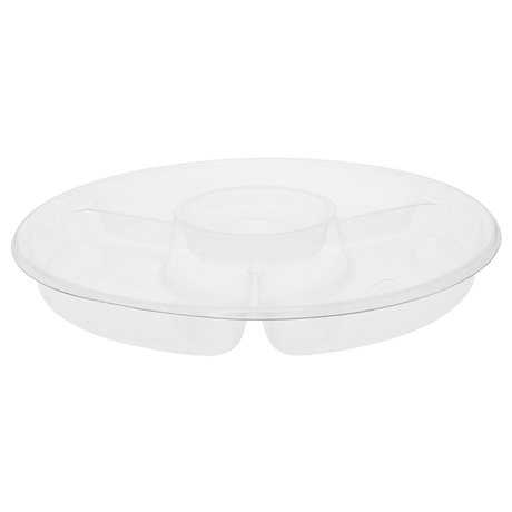 12" Clear 3-Comp. Lazy Susan Catering Tray