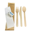 Wooden Utensil Kit with a Knife, Fork, Spoon, Napkin, Salt & Pepper