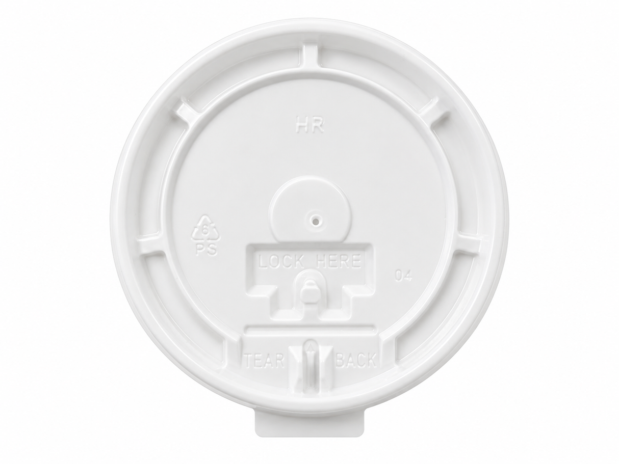 90mm White Tear Back Flat Lids for 10-24 oz Paper Hot Cups