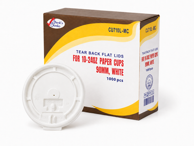90mm White Tear Back Flat Lids for 10-24 oz Paper Hot Cups