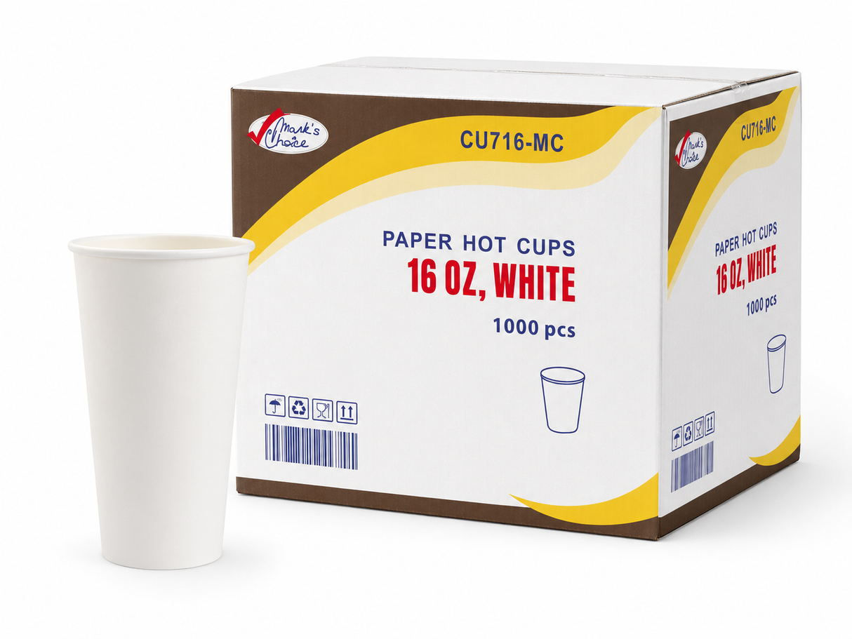 16 oz White Paper Hot Cups