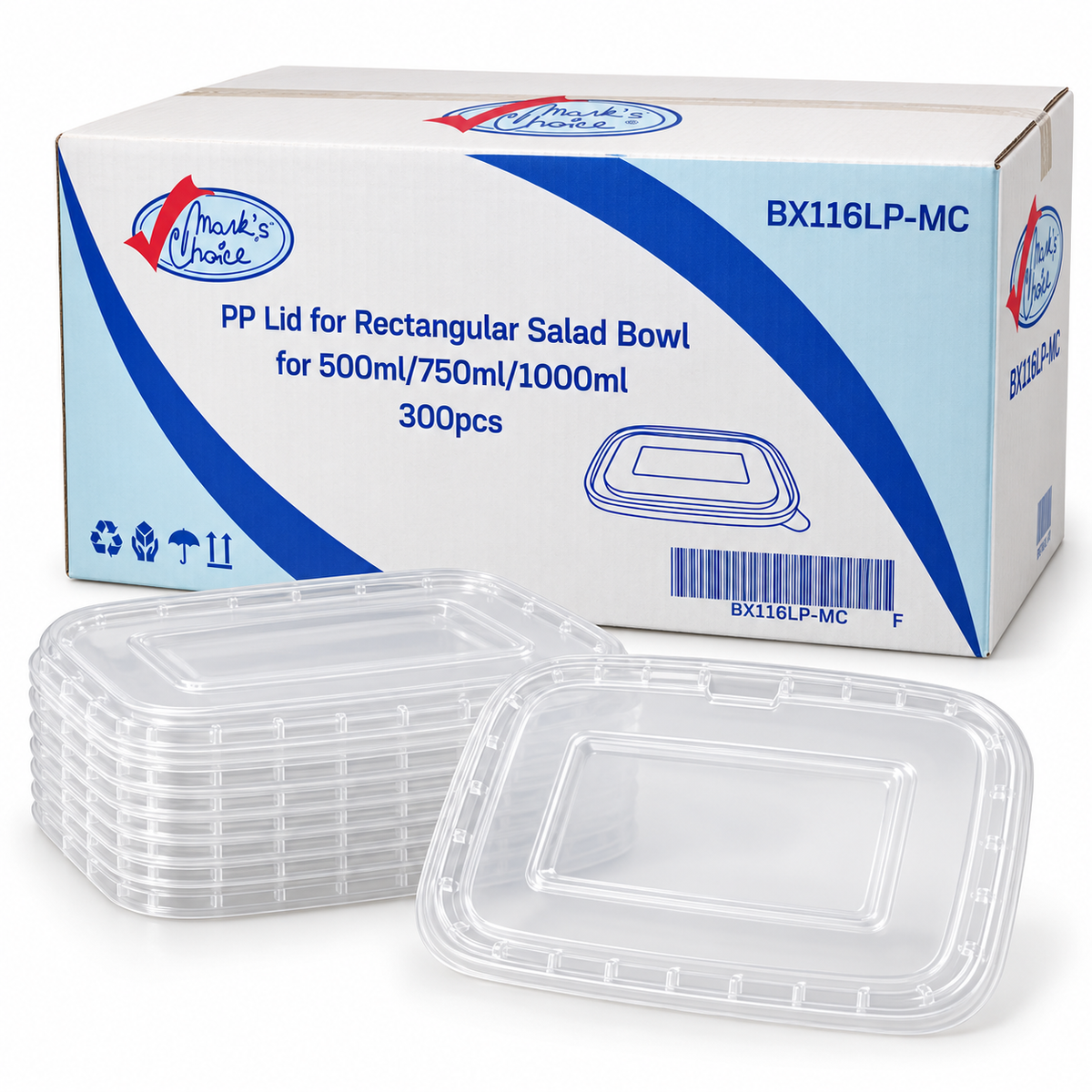 PP lid for rectangular salad bowl
