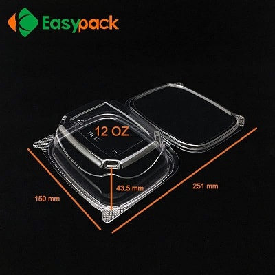 Clamshell Containers - Flat Lids - DE512-D - 200 pcs