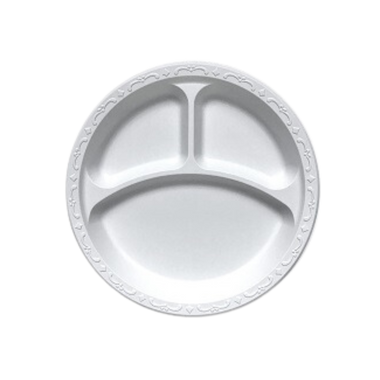 9" White Round Pebble Plates - 3 Comp.