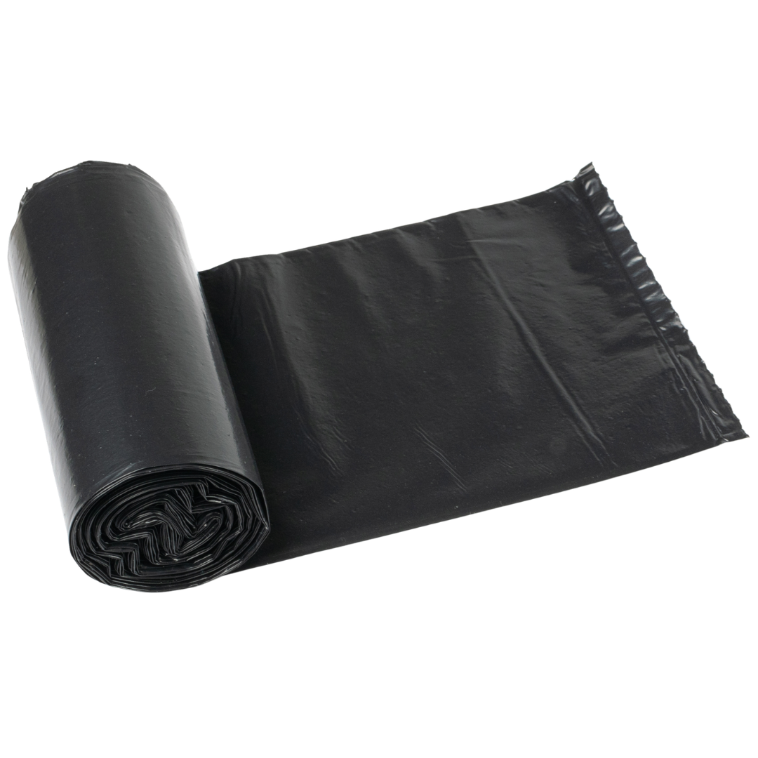 24" x 22" High Density Black Garbage Bags on the Roll