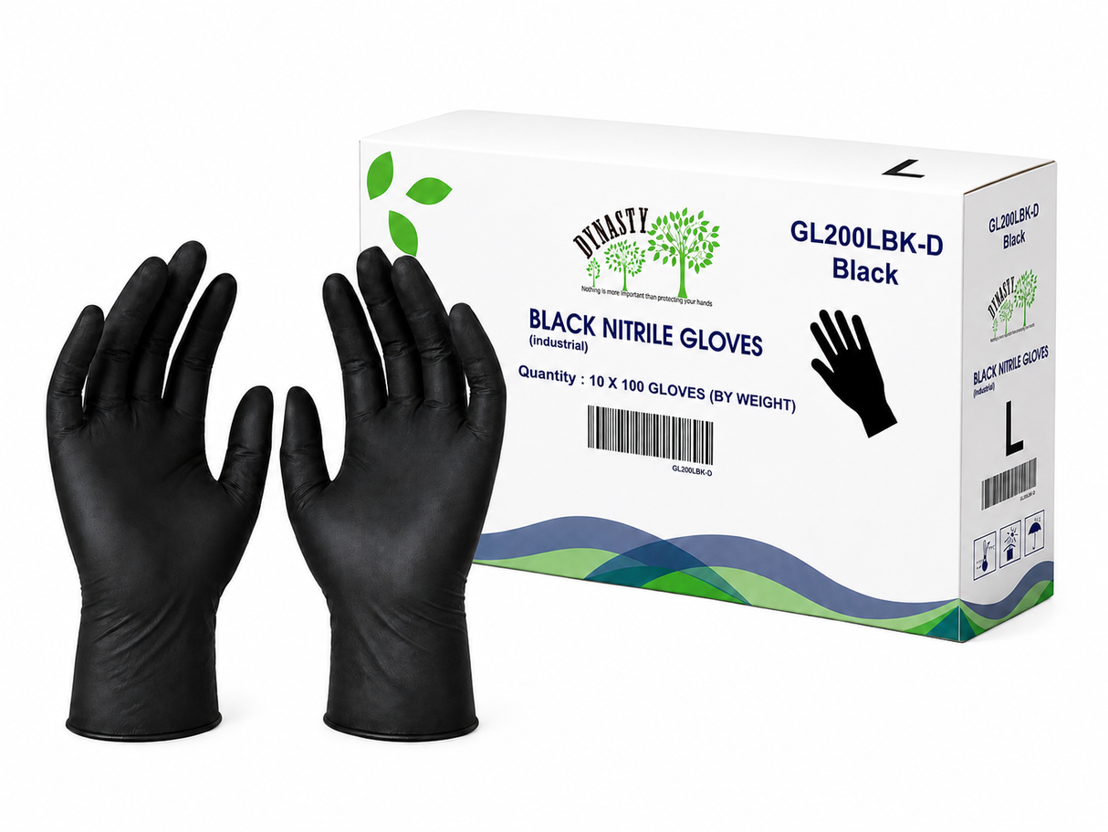 Large Black Industrial Nitrile Gloves