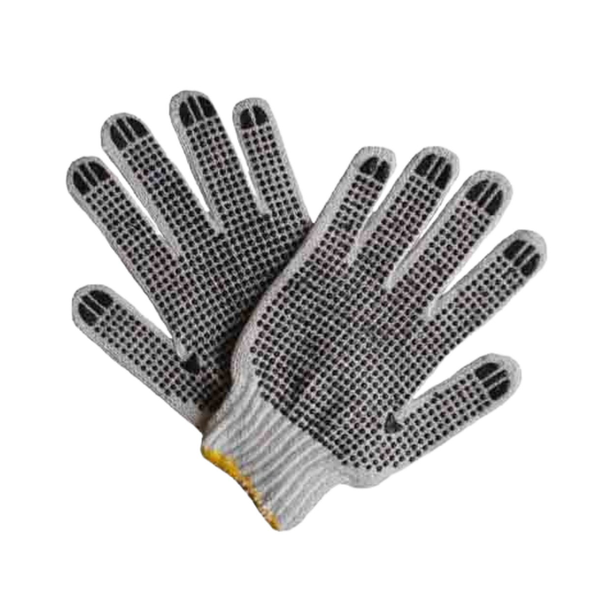 Medium Grey Cotton Gloves W/ PVC Dots Heavy Duty