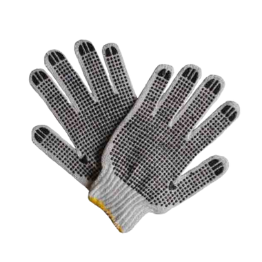 Medium Grey Cotton Gloves W/ PVC Dots Heavy Duty