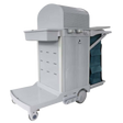 Grey Housekeeping Cart with Brakes, Front Storage Bin, and Lockable Doors - 1 Set