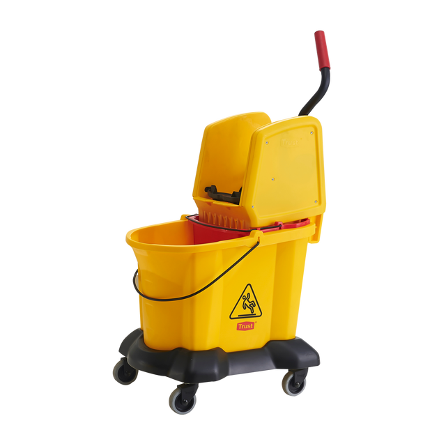 33L Dual-water Down Press Yellow Bucket and Wringer Combo