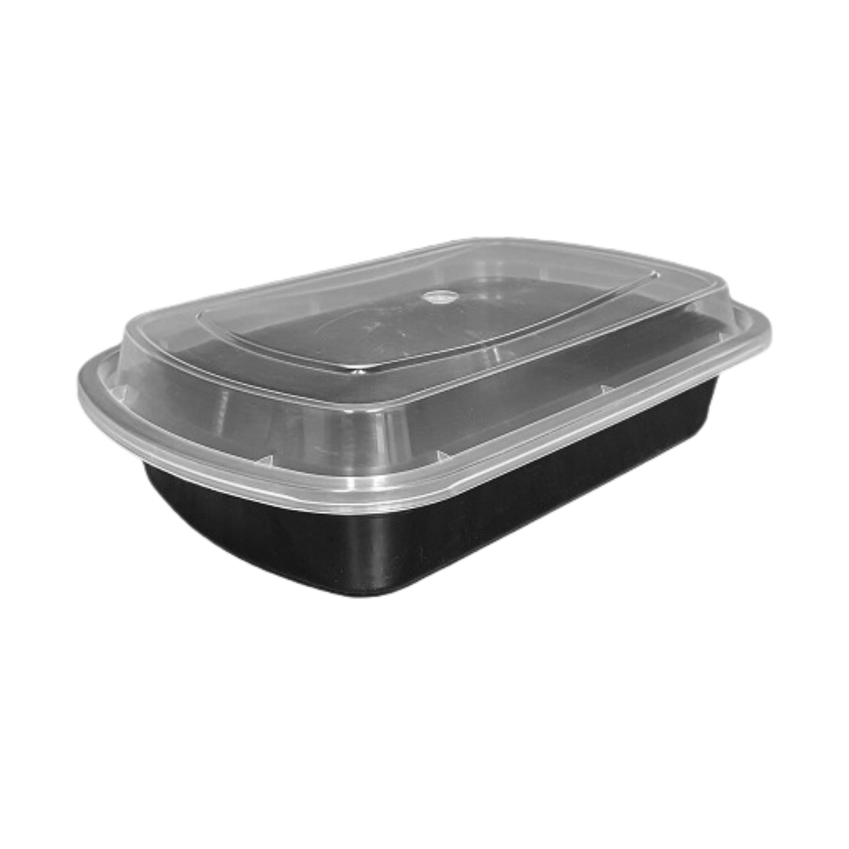 24 oz Black Rectangular Take-Out Microwaveable Container with Clear Lid