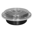 16 oz Black Round Take-Out Microwaveable Container with Clear Lid