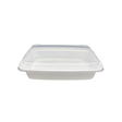 16 oz White Rectangular Take-Out Microwaveable Container with Clear Lid