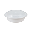 16 oz White Round Take-Out Microwaveable Container with Clear Lid