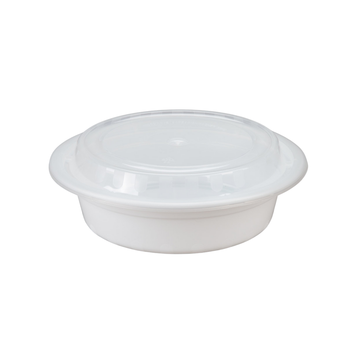 16 oz White Round Take-Out Microwaveable Container with Clear Lid